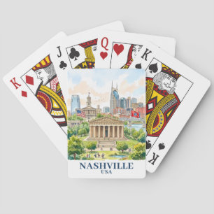 Jeu De Cartes Nashville Tennessee USA personnalisé Aquarelle col