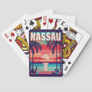 Jeu De Cartes Nassau Bahamas Retro Sunset Souvenir 1950