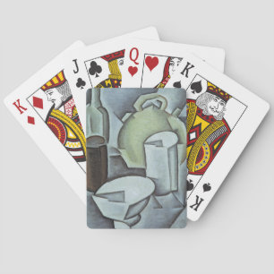 Jeu De Cartes Nature morte avec une bouteille de vin et un piche