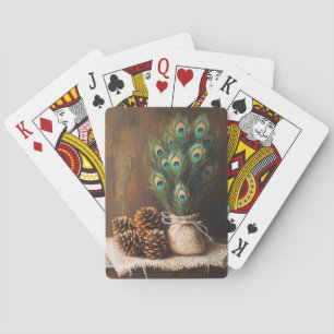 Jeu De Cartes Nature morte Plumes de paon Cônes de pin