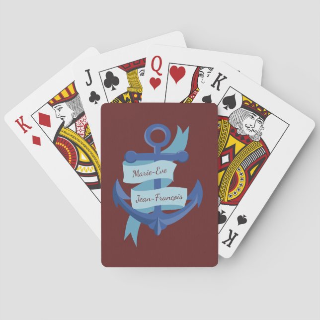 Jeu De Cartes Nautical Personalize Anchor Destination Wedding (dos)