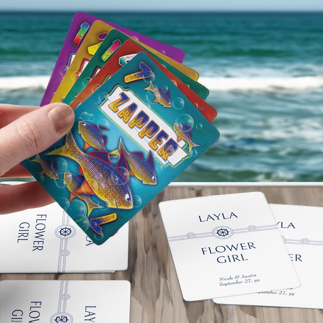 Jeu De Cartes Nautique fête nuptiale Gift Flower (Nautical wedding flower girl card game - or personalize for anyone in your wedding party)