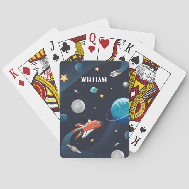 Jeu De Cartes Navette spatiale personnalisée Lune Étoiles (dos)