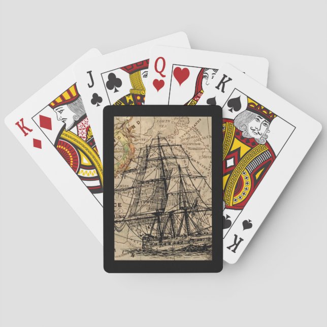 Jeu De Cartes Navire Ancien et Carte (dos)