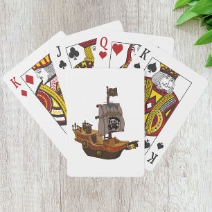 Jeu De Cartes Navire Pirate avec Drapeau à Crâne