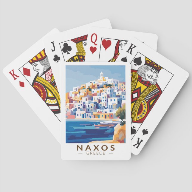 Jeu De Cartes Naxos Grèce Illustration Voyage Art Vintage (dos)