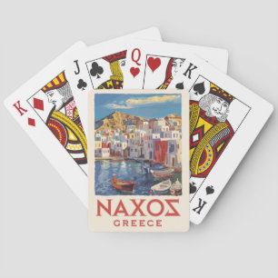 Jeu De Cartes Naxos Grèce Peinture Voyage Art Vintage