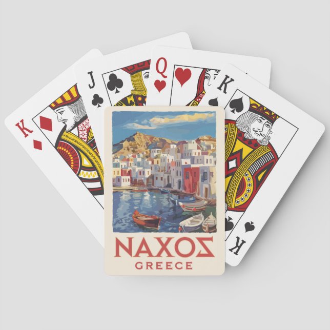 Jeu De Cartes Naxos Grèce Peinture Voyage Art Vintage (dos)