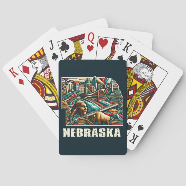 Jeu De Cartes Nebraska Bold Geometry City Skyline Art (dos)