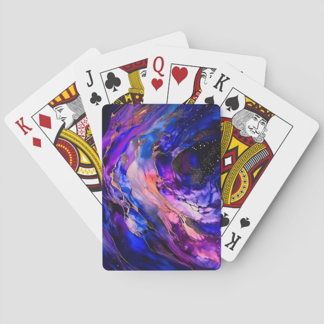 Jeu De Cartes Nebula de l'espace violet dans l'encre d'alcool (dos)