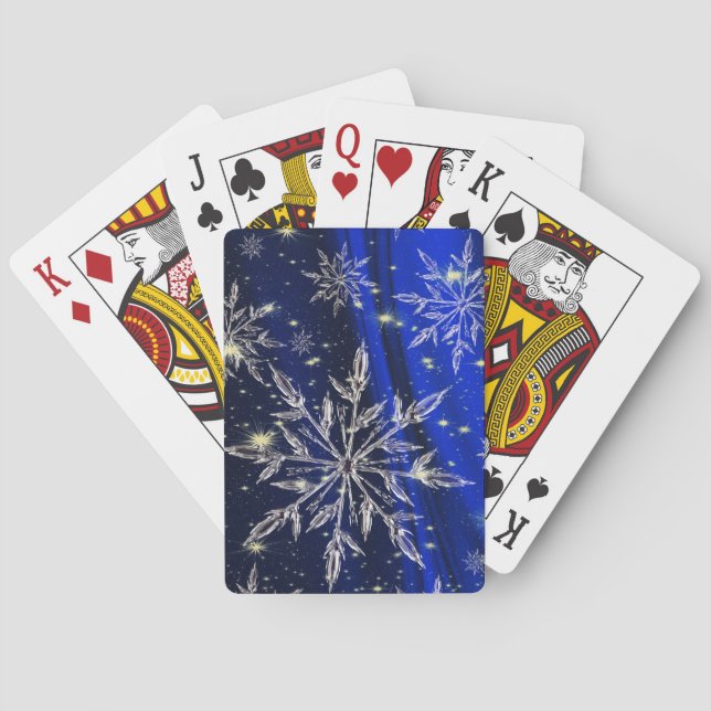 Jeu De Cartes Neige sur arrière - plan bleu (dos)