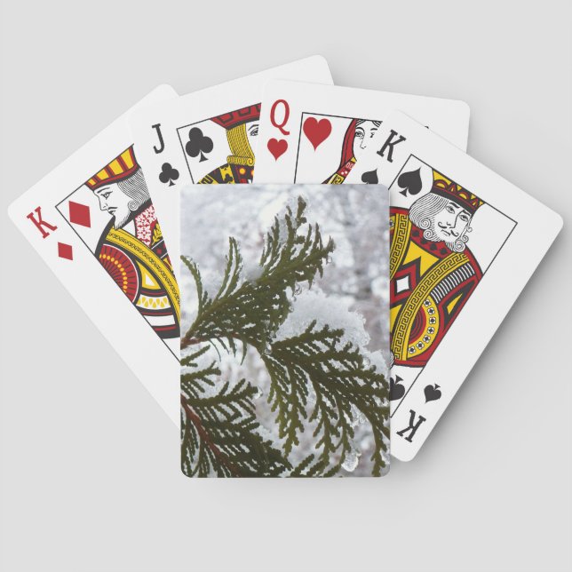Jeu De Cartes Neige sur les branches À feuillage persistant (dos)