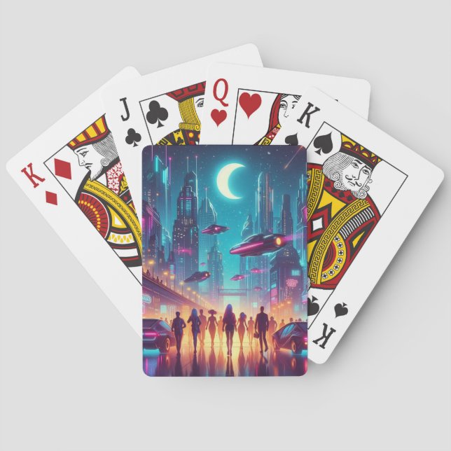 Jeu De Cartes Neon Cityscape (dos)