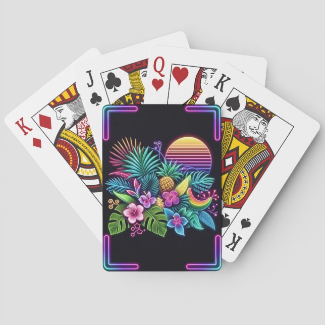Jeu De Cartes Néon coloré tropical/hawaïen (dos)