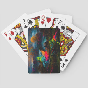 Jeu De Cartes Neon Ghosts dans un paysage d'Imaginaire hanté