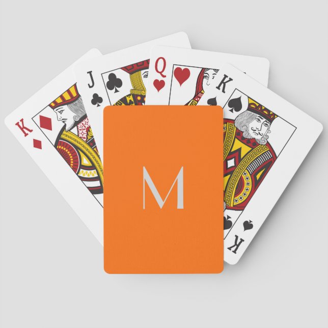 Jeu De Cartes néon orange - ajouter monogramme  (dos)