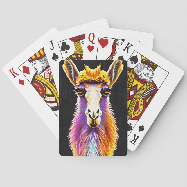 Jeu De Cartes Néon psychédélique violet orange foncé Llama (dos)