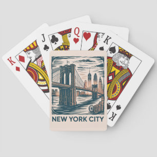 Jeu De Cartes New York City Pont de Brooklyn Rétro Gras Ciel Urb