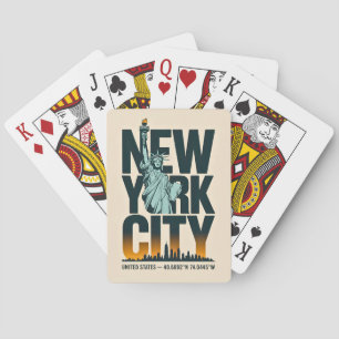 Jeu De Cartes New York City Typographie Statue de Liberty Skylin