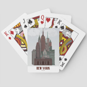 Jeu De Cartes New York dans les nuages - Rouge foncé et vert