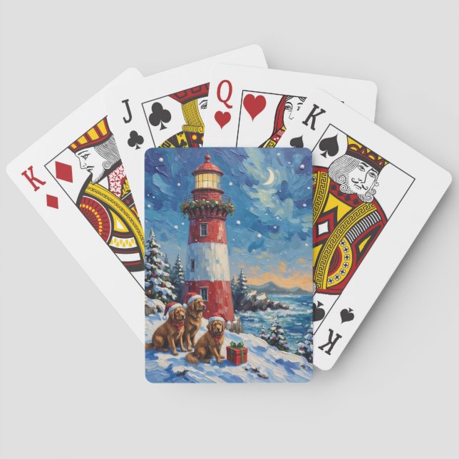 Jeu De Cartes Newfoundland Christmas Lighthouse Holiday (dos)