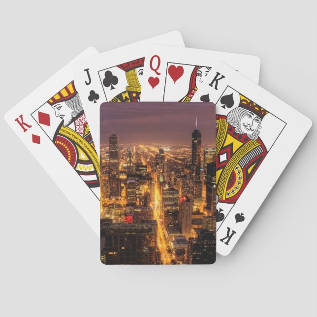 Jeu De Cartes Night cityscape de Chicago (dos)