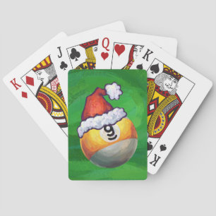 Jeu De Cartes Nine Ball in Santa Hat on Green