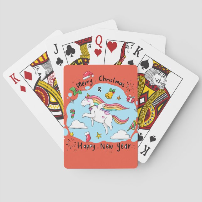 Jeu De Cartes Noël à la licorne (dos)