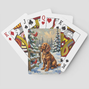 Jeu De Cartes Noël au style vintage avec un Cocker Spaniel et de