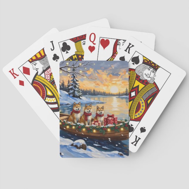 Jeu De Cartes Noël Bateau Akita Fêtes (dos)