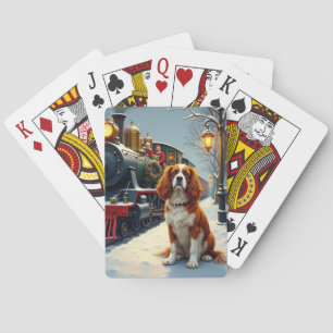 Jeu De Cartes Noël Cavalier King Charles Spaniel en gare