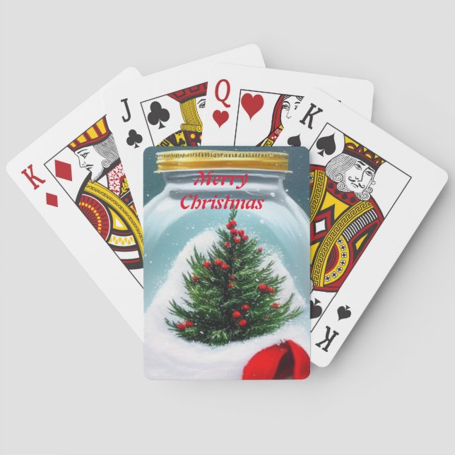 Jeu De Cartes Noël dans un bocal ! mignon petit arbre de Noël (dos)