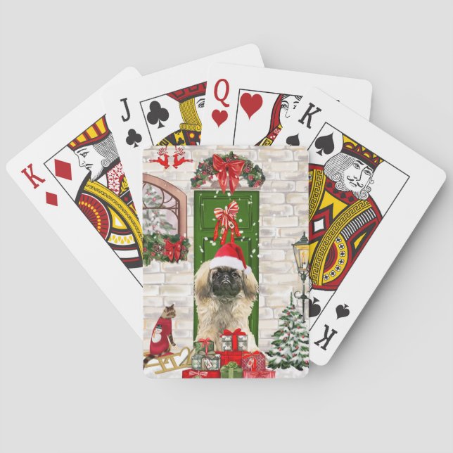 Jeu De Cartes Noël de chien de Pékin (dos)