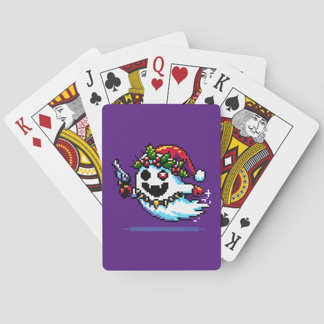 Jeu De Cartes Noel de Fantôme de Punk - Vacances d'Art Pixel Edg (dos)