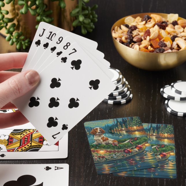 Jeu De Cartes Noël du Brittany Spaniel Voyage de Fête (In Situ)
