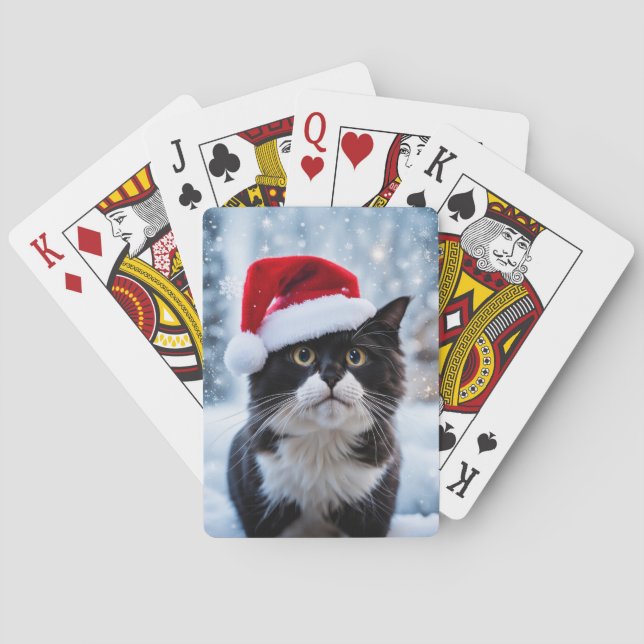 Jeu De Cartes Noël du chat noir et blanc (dos)