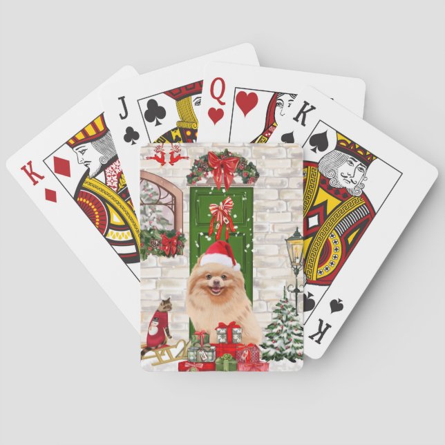 Jeu De Cartes Noël du chien de Poméranie (dos)