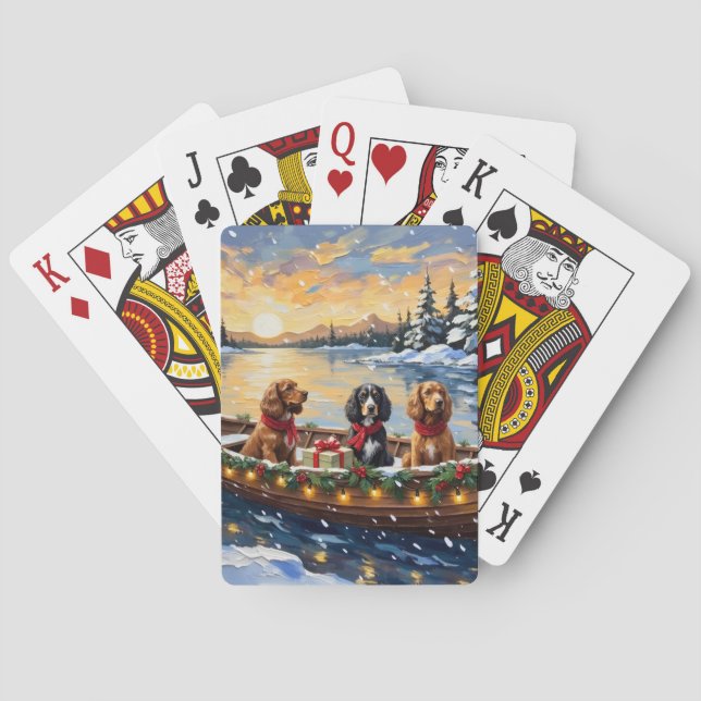 Jeu De Cartes Noël en bateau avec Cocker Spaniel (dos)