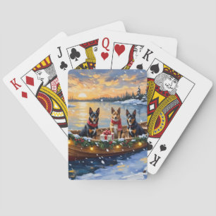 Jeu De Cartes Noël en bateau avec un Malinois belge