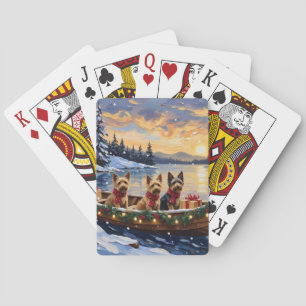 Jeu De Cartes Noël en bateau avec un Terrier Australien