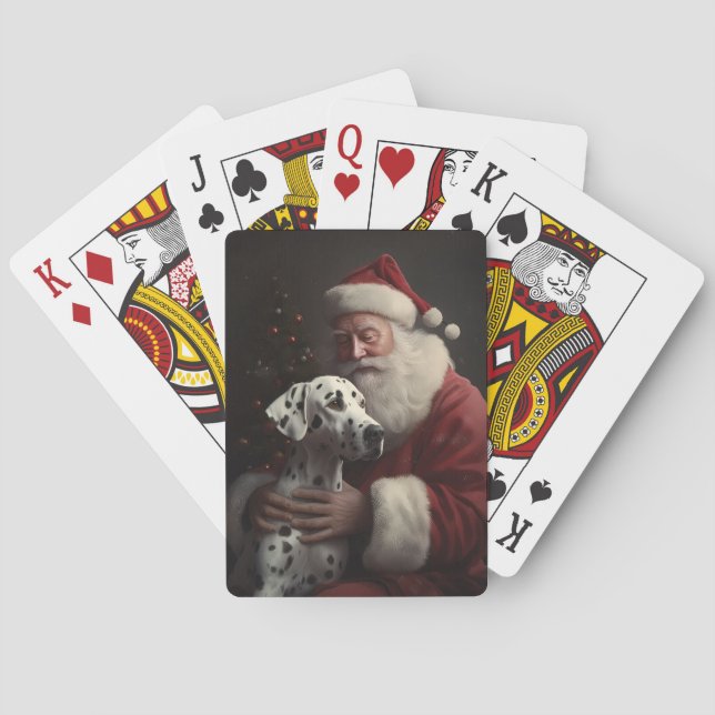 Jeu De Cartes Noël festif Dalmatien avec le Père Noël (dos)