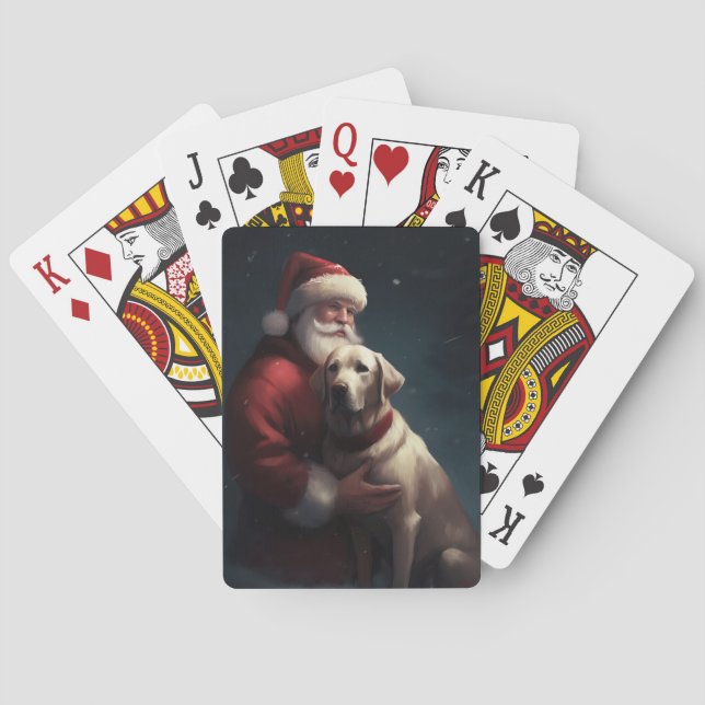 Jeu De Cartes Noël festif du Père Noël au Labrador (dos)