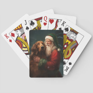 Jeu De Cartes Noël festif du Père Noël de l'Irish Red Setter