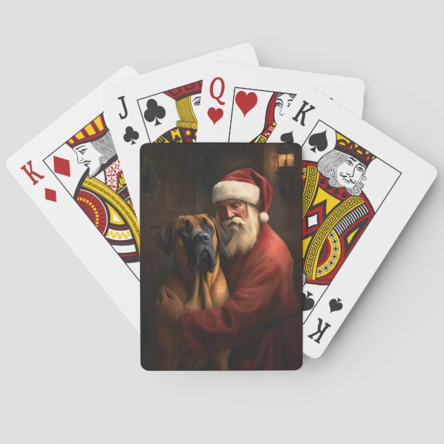 Jeu De Cartes Noël festif Rhodesian Ridgeback Santa Claus (dos)