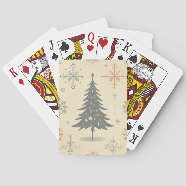 Jeu De Cartes Noël/hiver moderne vintage/retro (dos)
