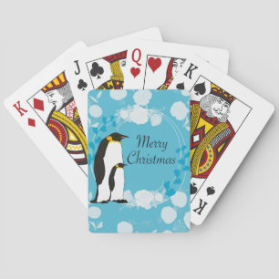 Jeu De Cartes noël, noël, pingouin, fleurs, bleu,