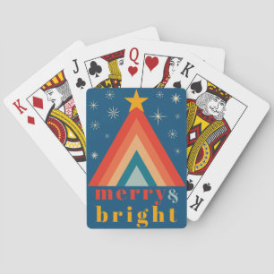 Jeu De Cartes Noël Rétro Groovy Rouge & Bleu Minimaliste