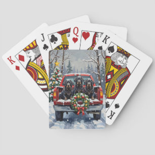 Jeu De Cartes Noël Terre-Neuve Noir Camion Rouge Fêtes