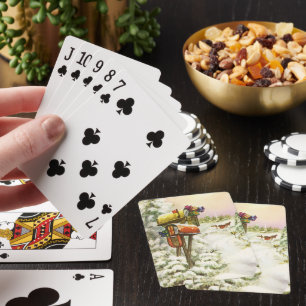 Jeu De Cartes Noël vintage, boîtes aux lettres dans un paysage h