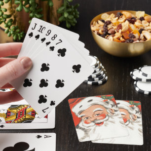 Jeu De Cartes Noël vintage, joyeux Père Noël avec sourire